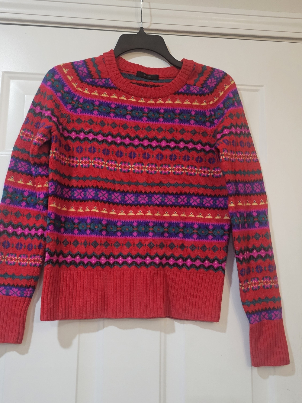 J. Crew Holly Fair Isle Crew Neck Sweater 100% Wool Size Small No Size Tag{27Bx}